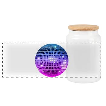 Premium Trendy Disco Ball - Panoramic Cookie Jar with Wooden Lid - white - Front