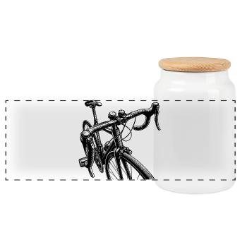 Rennrad Fahrrad Radsport Skizze schwarz weiss - Panorama Keksdose mit Holzdeckel - Weiß - Vorne