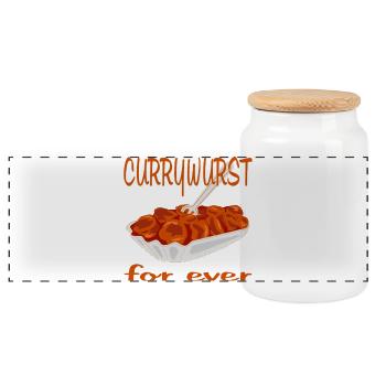 Currywurst ist Lecker - Panorama Keksdose mit Holzdeckel - Weiß - Vorne
