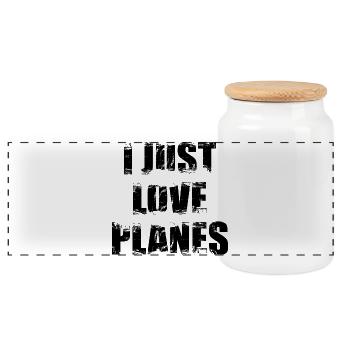 Airplane Enthusiast - Panoramic Cookie Jar with Wooden Lid - white - Front