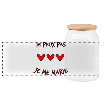 COUPLE. JUST MARRIED. EVJF. SAINT VALENTIN. MARIES - Boîte à biscuits avec couvercle en bois - blanc - Devant