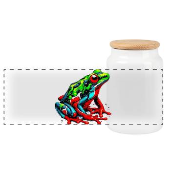 Frosch - Panorama Keksdose mit Holzdeckel - Weiß - Vorne