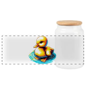 Caneton Canard Canard - Boîte à biscuits avec couvercle en bois - blanc - Devant