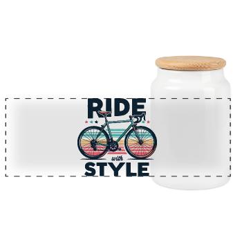 Fahren Sie mit Stil Fahrraddesign - Panorama Keksdose mit Holzdeckel - Weiß - Vorne