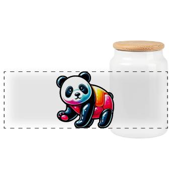 Panda - Panorama Keksdose mit Holzdeckel - Weiß - Vorne