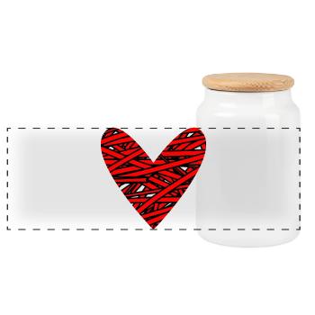 HERZ. HERZ. VALENTINSTAG. LIEBE. LIEBE. PAAR. - Panorama Keksdose mit Holzdeckel - Weiß - Vorne