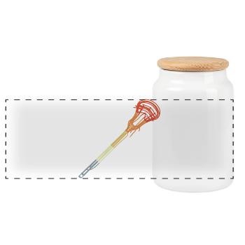Lacrosse Schläger Vintage Look - Panorama Keksdose mit Holzdeckel - Weiß - Vorne