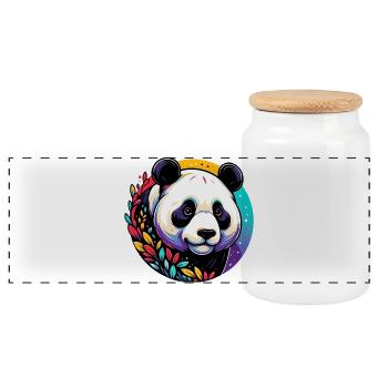 Panda - Panoramic Cookie Jar with Wooden Lid - white - Front