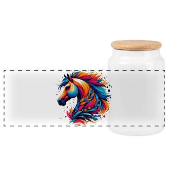 Cheval - Boîte à biscuits avec couvercle en bois - blanc - Devant