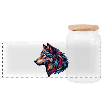 Wolf - Panorama Keksdose mit Holzdeckel - Weiß - Vorne