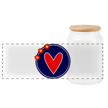 HERZ. HERZ. VALENTINSTAG. LIEBE. LIEBE. PAAR. - Panorama Keksdose mit Holzdeckel - Weiß - Vorne