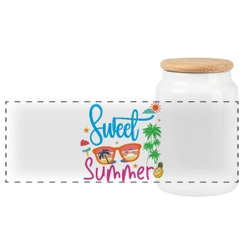 Sweet Summer - Panoramic Cookie Jar with Wooden Lid - white - Front
