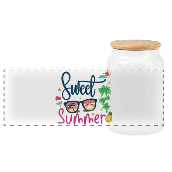 Sweet Summer - Panoramic Cookie Jar with Wooden Lid - white - Front