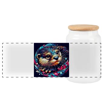 Otter - Panorama Keksdose mit Holzdeckel - Weiß - Vorne