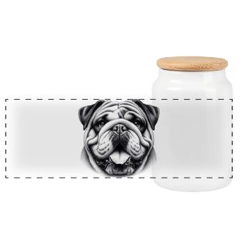 Bouledogue anglais Chien - Boîte à biscuits avec couvercle en bois - blanc - Devant