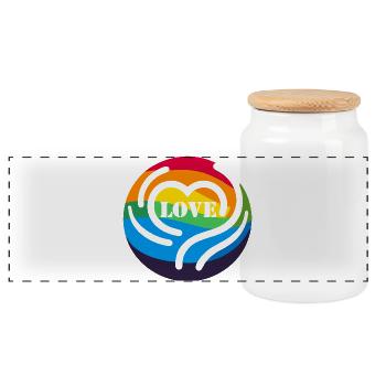 AMOUR Arc-en-ciel - Boîte à biscuits avec couvercle en bois - blanc - Devant