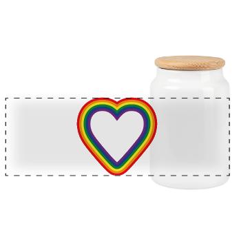 Heart Rainbow Symbol LGTBQ+ Community - Panoramic Cookie Jar with Wooden Lid - white - Front