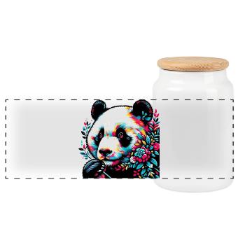Panda - Panoramic Cookie Jar with Wooden Lid - white - Front