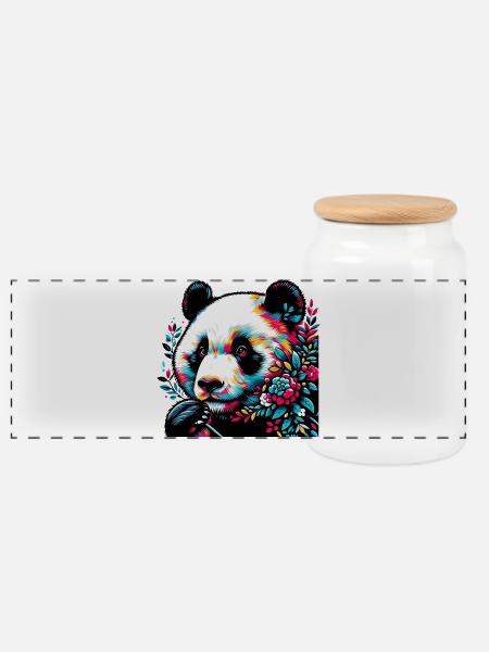 Panda - Panorama Keksdose mit Holzdeckel - Weiß