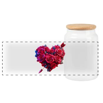 Coeur de rose (02) - Boîte à biscuits avec couvercle en bois - blanc - Devant