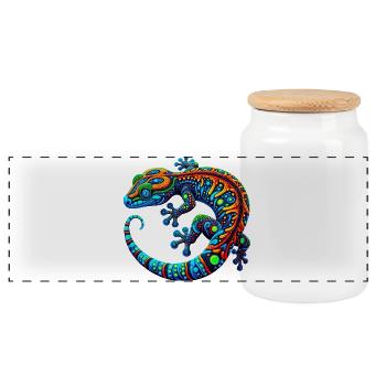 Gecko - Panorama Keksdose mit Holzdeckel - Weiß - Vorne