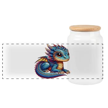 Dragon - Panoramic Cookie Jar with Wooden Lid - white - Front