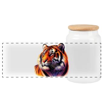 Tiger - Panoramic Cookie Jar with Wooden Lid - white - Front