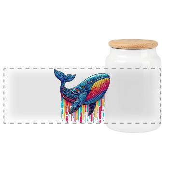 Baleine - Boîte à biscuits avec couvercle en bois - blanc - Devant