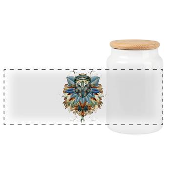 Insecte africain exotique dans l’amulette de la feuille - Boîte à biscuits avec couvercle en bois - blanc - Devant