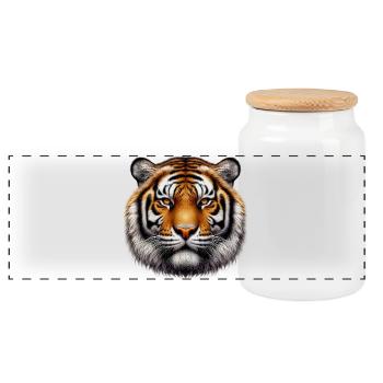 Tiger - Panoramic Cookie Jar with Wooden Lid - white - Front