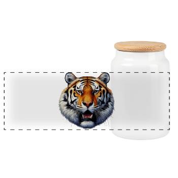 Tiger - Panorama Keksdose mit Holzdeckel - Weiß - Vorne