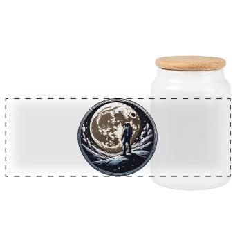 Moon man - Panoramic Cookie Jar with Wooden Lid - white - Front