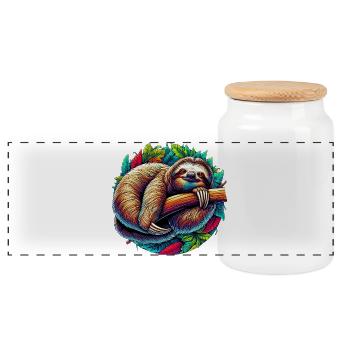 Paresse - Boîte à biscuits avec couvercle en bois - blanc - Devant