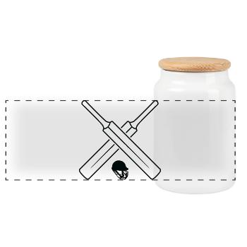 Croquis de cricket - Boîte à biscuits avec couvercle en bois - blanc - Devant