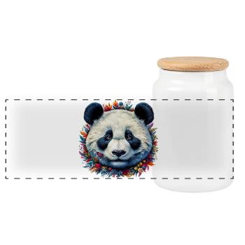Panda - Panorama Keksdose mit Holzdeckel - Weiß - Vorne