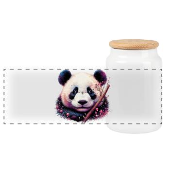 Panda - Panorama Keksdose mit Holzdeckel - Weiß - Vorne