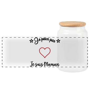 MOM. HAPPY MOTHER'S DAY. I CAN'T - Panoramic Cookie Jar with Wooden Lid - white - Front