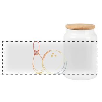 Boule de bowling et croquis de quilles - Boîte à biscuits avec couvercle en bois - blanc - Devant