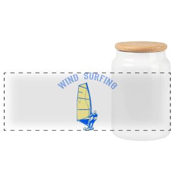 Windsurfing - Panoramic Cookie Jar with Wooden Lid - white - Front