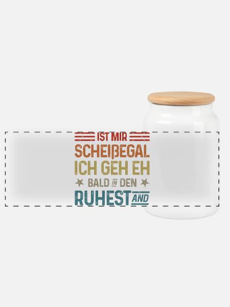Scheißegal Ich geh eh bald in den Ruhestand - Panorama Keksdose mit Holzdeckel - Weiß