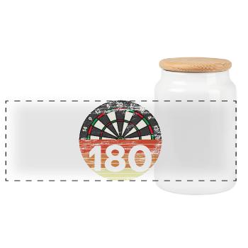 Vintage Dartboard - Panoramic Cookie Jar with Wooden Lid - white - Front