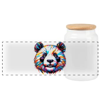 Panda - Panorama Keksdose mit Holzdeckel - Weiß - Vorne