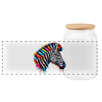 Zebra - Panorama Keksdose mit Holzdeckel - Weiß - Vorne