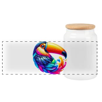 Toucan - Panoramic Cookie Jar with Wooden Lid - white - Front