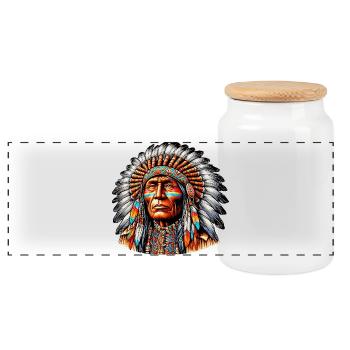 Amérindien Peau rouge d’Amérique - Boîte à biscuits avec couvercle en bois - blanc - Devant