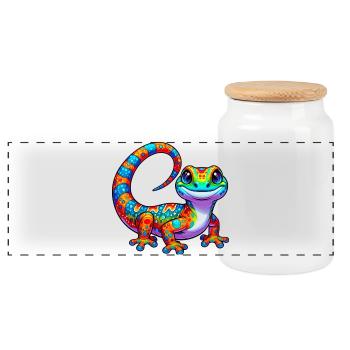 Gecko - Boîte à biscuits avec couvercle en bois - blanc - Devant