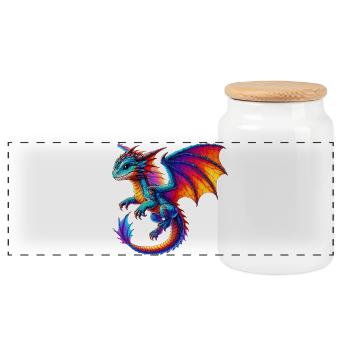 Dragon - Panoramic Cookie Jar with Wooden Lid - white - Front