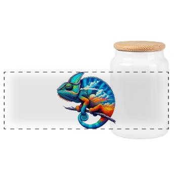 Caméléon - Boîte à biscuits avec couvercle en bois - blanc - Devant