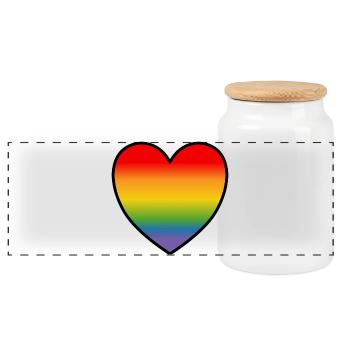 LGBT Shirt Regenbogenherz - Panorama Keksdose mit Holzdeckel - Weiß - Vorne