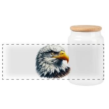 Eagle - Panoramic Cookie Jar with Wooden Lid - white - Front